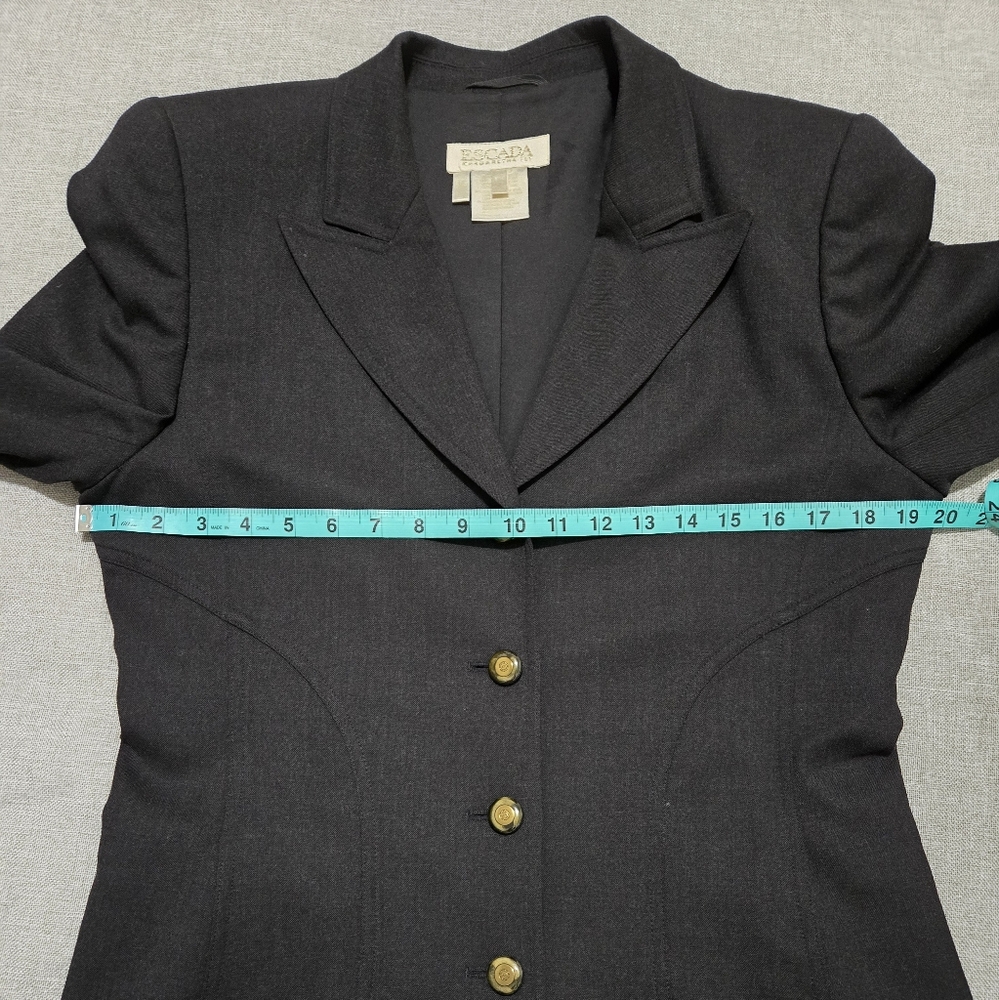 Escada Margaretha Ley Charcoal Grey Wool Blend Blazer Jacket Gold Buttons Sz 38 - Picture 11 of 16